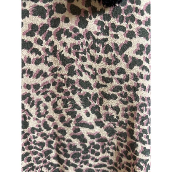 Kachel X Anthropologie Blouse Size 8 Animal Print Keyhole Tassel Smocked Long Sl - Picture 6 of 11